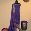 Patola Printed Soft Silk Unstitched 3 Pc Salwar Material with Kanchi Border – Royal Purple & Blue