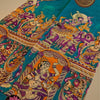 Kalamkari Kalahasthi Design Digital Printed Kota Cotton Saree with Complimentary Contrast Blouse – Peacock Teal & Royal Purple Multicolour