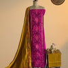Premium Pochampally Ikat Silk Unstitched 3 Pc Salwar Suit – Magenta Pink & Mustard Gold