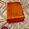 Raw Mango Pure Silk Saree with Golden Zari Border – Orange