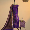 Premium Pochampally Ikat Silk Unstitched 3 Pc Salwar Suit – Royal Purple & Cocoa Brown