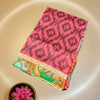 Printed Cotton Saree with Ikat Pattern & Kalamkari-Style Border