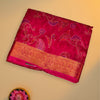 Katha Silk Saree in Rich Pink with Intricate Thread Work & Zari Border