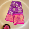 Soft Chanderi Cotton Saree with Floral Woven Design – Purple & Pink