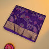 Purple Katha Silk Saree with Intricate Multicolour Motifs & Rich Zari Border