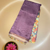Soft Chanderi Cotton Saree – Purple with Floral Weave & Pink Zari Border