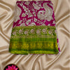 Pure Binny Silk Saree with Contrast Border – Elegant Magenta & Green