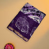 Art Tussar Silk Saree with Shibori Print – Purple Elephant Motif Design