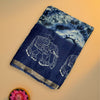 Indigo Art Tussar Silk Saree with Shibori & Elephant Print