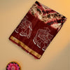 Maroon Art Tussar Silk Saree with Shibori & Elephant Motif