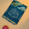 Turquoise Art Tussar Silk Saree with Shibori Design & Elephant Motifs