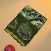 Olive Green Art Tussar Silk Saree with Shibori Design & Elephant Motifs