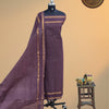 Authentic 80 Count Chettinad Cotton Unstitched 2 Pc Salwar Material – Classic Purple Check with Zari Border