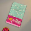 Mint Green Kota Soft Cotton Saree with Pink Cow & Floral Border