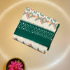 Ikkat Handloom Cotton Saree – White & Green