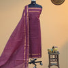 Authentic 80 Count Chettinad Cotton Unstitched 2 Pc Salwar Material – Wine Purple with Traditional Zari Border