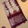 Silver Zari Checkered Madurai Sungudi Cotton Saree with Shibori Print & Running Contrast Blouse – Wine Maroon & Beige