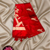 Aastha Art Silk Saree in Red with Woven Peacock Motifs