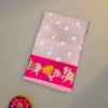 Baby Pink Kota Soft Cotton Saree with Pink Cow & Floral Border