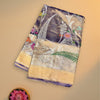 Royal Banarasi Pure Double Tissue Zari Kota Saree – Greyish Blue Floral Design