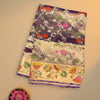 Royal Banarasi Pure Double Tissue Zari Kota Saree – Purplish Grey Floral Weave