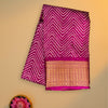 Tussar Crepe Silk Saree – Magenta with Chevron Bandhani Design & Rich Zari Border