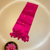 Magenta Khadi Tissue Silk Cotton Saree with Mirror Work & Tassels