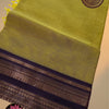 Premium Kanchi Cotton Saree with Running Blouse – Olive Mustard & Chocolate Brown