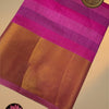 Striped Semi Tussar Silk Saree with Golden Zari Rich Pallu & Running Blouse – Candy Pink