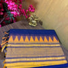 Chettinad Cotton Saree in Royal Blue with Mustard & Gold Zari Temple Border