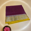 Premium Jute Silk Saree in Purple with Yellow Zari Border