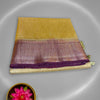 Premium Jute Silk Saree in Mustard Yellow with Purple Zari Border