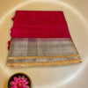 Premium Jute Silk Saree in Red with Golden Zari Border