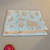 Mogra Raw Silk Saree in Sky Blue with Elephant and Leaf Embroidery