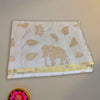 Mogra Raw Silk Saree in Off-White with Elephant and Leaf Embroidery