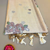 Pure Mugha Cotton Saree in Beige with Floral Embroidery and Tassel Border