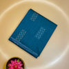 Teal Blue Raw Silk Saree with Silver Thread Motifs
