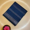 Navy Blue Raw Linen Saree with Silver Zari Border