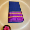 Royal Blue Narayanpet Cotton Saree with Purple and Gold Border