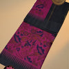 Hand Painted Kalamkari Printed Kalyani Cotton Saree – Magenta & Black