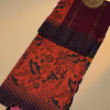 Hand Painted Kalamkari Printed Kalyani Cotton Saree – Rust Orange & Deep Maroon