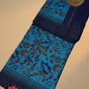 Hand Painted Kalamkari Printed Kalyani Cotton Saree – Teal Blue & Navy