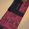 Hand Painted Kalamkari Printed Kalyani Cotton Saree – Deep Pink & Black