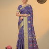 Crush Shibori Bandhani Printed Thread Woven Raw Vanya Tussar Silk Saree – Dusty Lavender with Gold Zari Border