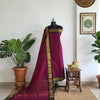 Authentic 120 Count Pure Chettinad Cotton Salwar Material – Rani Pink with Black & Gold Zari Border