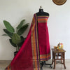 Authentic 120 Count Pure Chettinad Cotton Salwar Material – Deep Red with Multicolor & Gold Zari Border