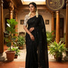 Plain Mirror South Cotton Saree with Contrast Blouse – Classic Black with Beige Blouse