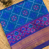 Patola Soft Silk Saree with Rich Zari Border & Contrast Blouse – Teal Blue & Purple