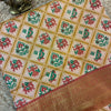 Patola Soft Silk Saree with Rich Zari Border & Contrast Blouse – Cream & Rust Traditional Prints