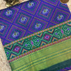 Patola Soft Silk Saree with Elephant Motifs & Rich Zari Border – Royal Blue & Green